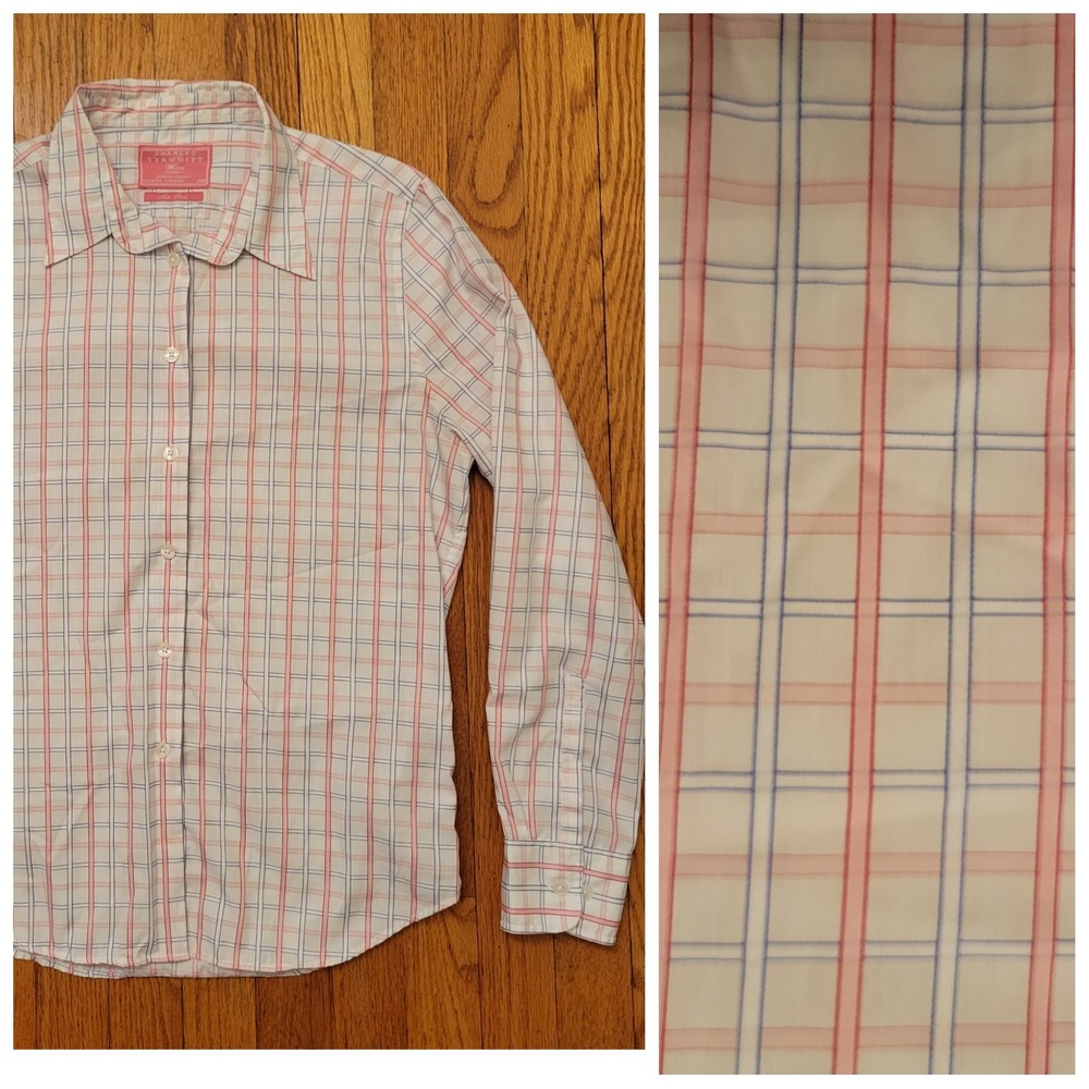 Charles Tyrwhitt 8 Pink Plaid Button Down Long Sleeve Career Shirt